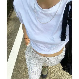 Basic cropped short-sleeved T-shirt