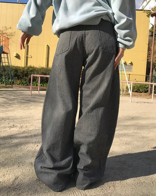 Striped denim pants