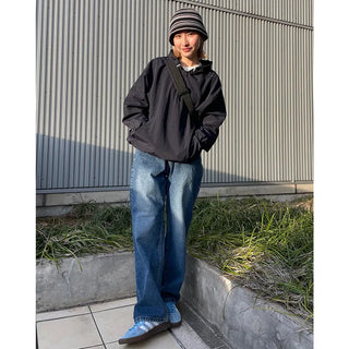 Unisex basic denim wide-leg pants