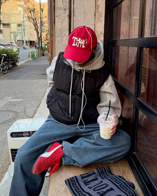 Balloon wide denim pants