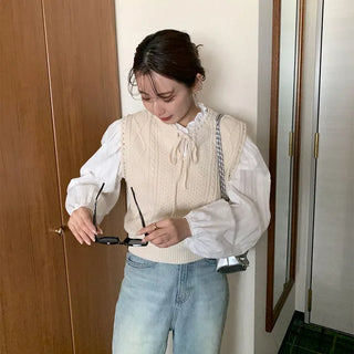 Ribbon knit vest