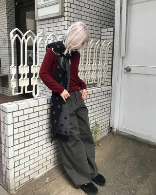 Pinstripe Wide Cotton Pants
