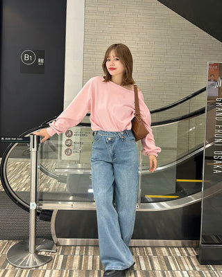 Asymmetrical denim pants