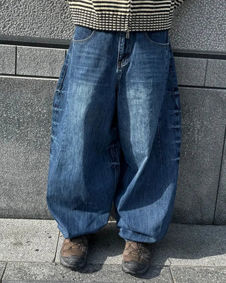 (Unisex) Washed Balloon Denim Pants