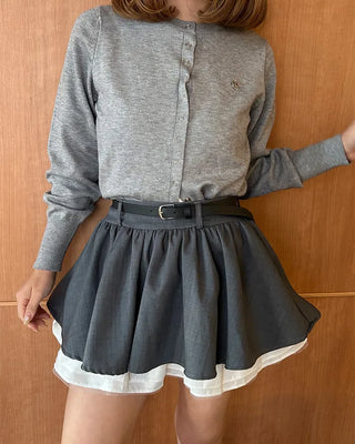 Belted Layered Mini Skirt
