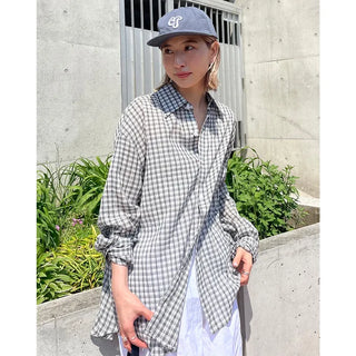 Unisex seersucker check shirt