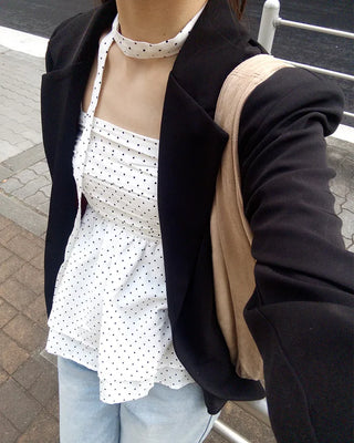 Scarf set with polka dot design sleeveless top