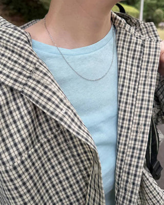 Gingham check oversized hoodie shirt