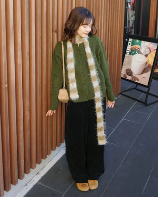 Wide corduroy long pants
