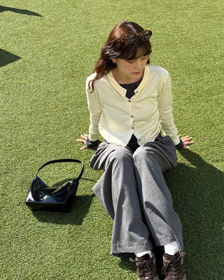 Leather one-handle shoulder bag