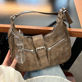 Buckle Zipper Shoulder Bag
