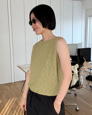 Linen knit sleeveless dress