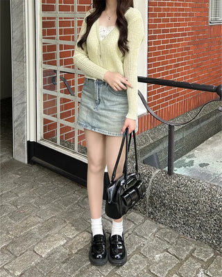 See-through ribbed cardigan