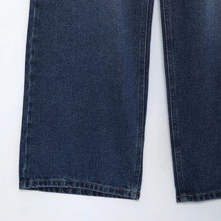 Washed wide denim pants