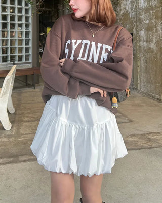 Elastic waist balloon mini skirt
