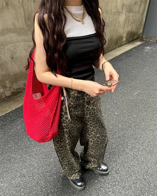 Leopard print cotton pants