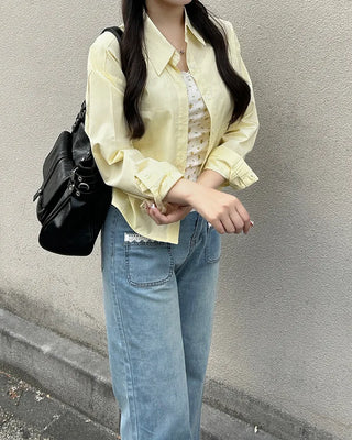 Wide cuff cropped shirt