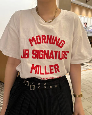 morning lettering half-sleeve T-shirt