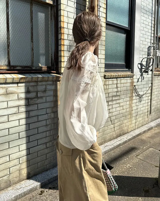 Scalloped lace detail blouse