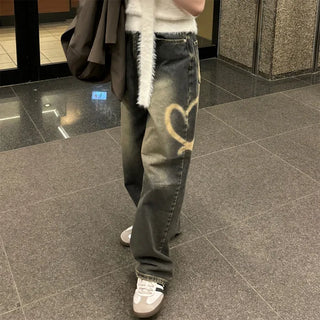 Heart Deep Wash Denim Pants