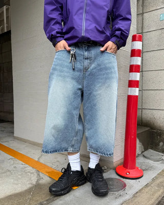 Washed maxi Bermuda denim