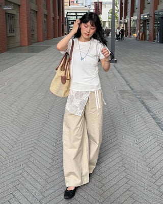 Balloon waist elastic pants