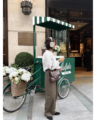 Semi-curved cotton pants