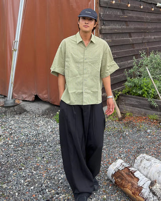 Pocket striped half shirt
