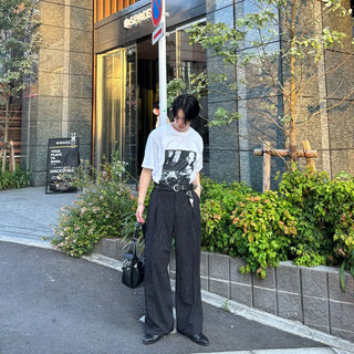 Striped wide slacks