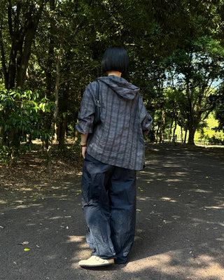 Checked hoodie shirt
