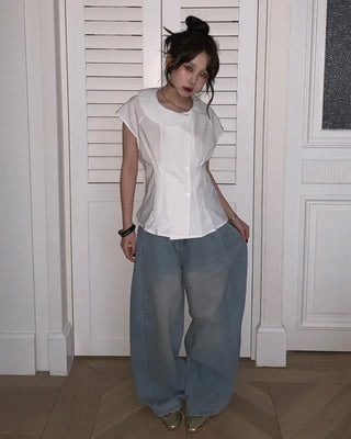 Wide denim pants