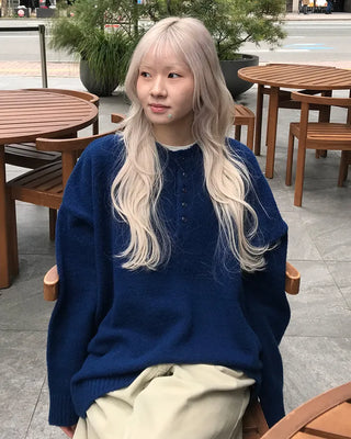 Henley neck oversized knit