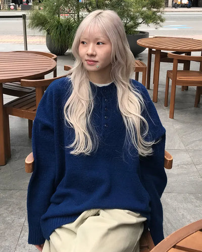 Henley neck oversized knit