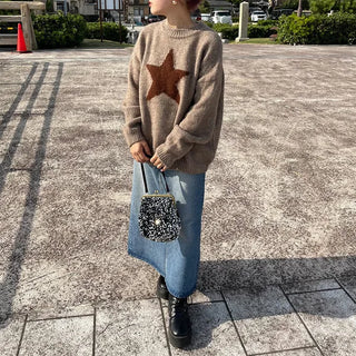 Long denim skirt