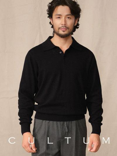 [CULTUM] Cashmere Blend Polo Knit Sweater
