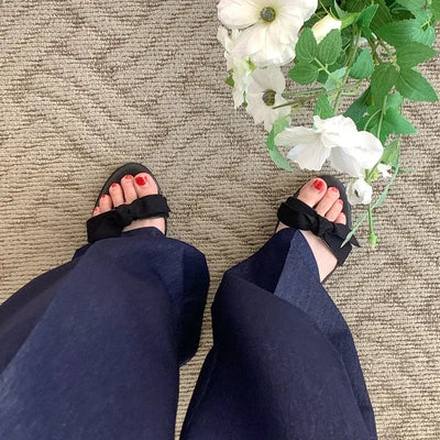 Silver ribbon sandals