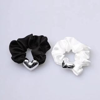 Silver Heart Scrunchie