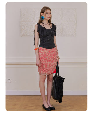 [NECY] Shirring Flow Sleeve Slim Top