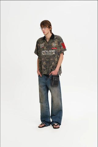 [MASONPRINCE] Camouflage Racing Knit Top
