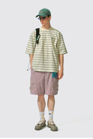 [Monterest] Waffle Knit Striped Logo T-Shirt