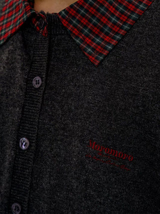 [Moromoro2] Detachable Plaid Collar Sweater  Cardigan