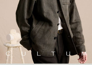 [CULTUM] Linen Blend Shirt Collar Jacket