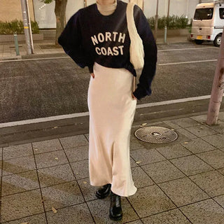 Satin long skirt