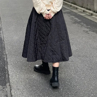 Quilted long skirt