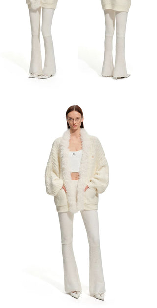 [NOTAWEAR] Wool Blend Ribbed Knit Flare  Pants