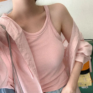 Sleeveless top with built-in cups
