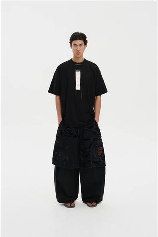 [MASONPRINCE] Receipt Tag Raw Edge Short Sleeve T-Shirt