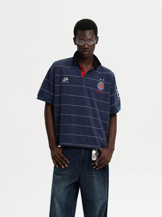 [MASONPRINCE] Sporty Striped Coach Polo Shirt