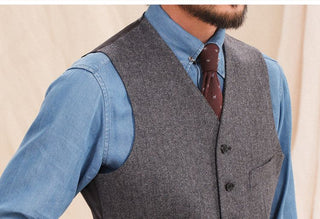 [CULTUM] Herringbone Wool Blend Suit Vest