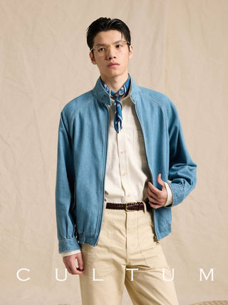 [CULTUM] Lyocell Denim Harrington Jacket